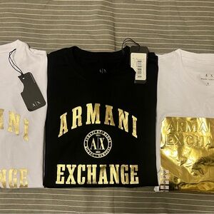 Armani Exchange Black Shirt with Gold Logo. 
Price is for all 3 Tshirts